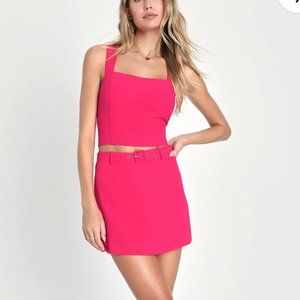 Lulus Hot pink skort and crop set